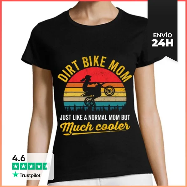 Camiseta Mujer Clásica Mamá De Moto De Tierra Madre Piloto