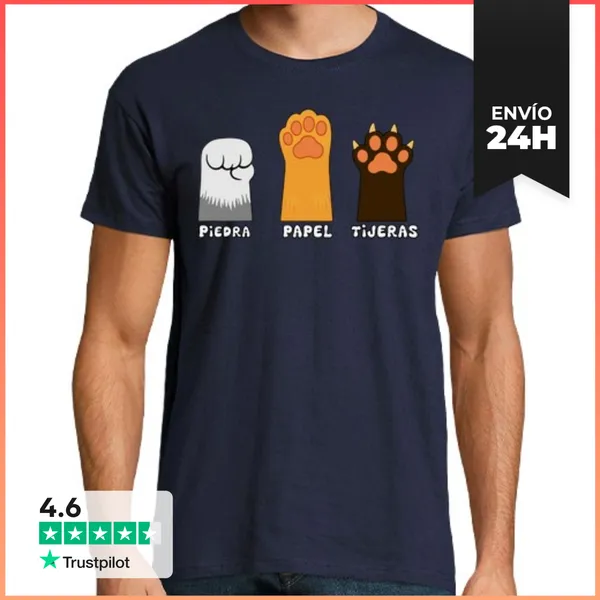 Camiseta Hombre Clásica Piedra, Papel, Tijeras LaTostadora