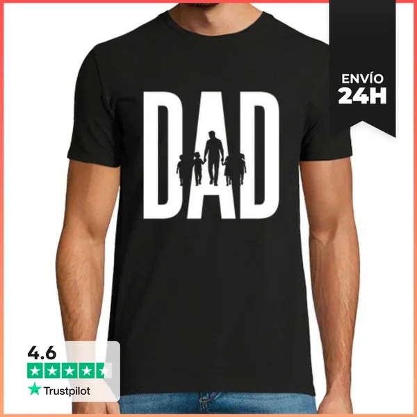 Camiseta Hombre Clásica Camiseta Día Del Padre Padre Con Hijos