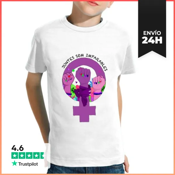 Camiseta Clásica Para Niños Juntes Som Imparables Lletres Negres
