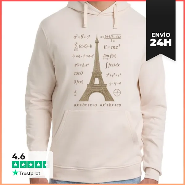 Sudadera Unisex Con Capucha Matemáticas Torre Eiffel Investigador