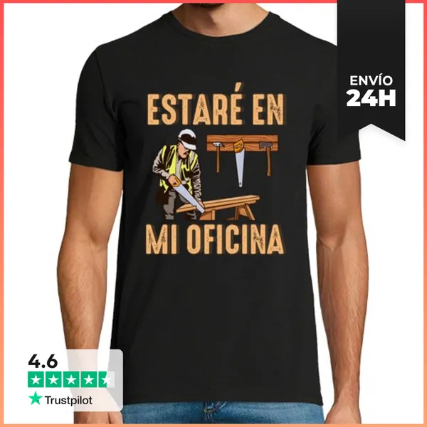 Camiseta Hombre Clásica Carpintero Oficina Ebanista Serrando