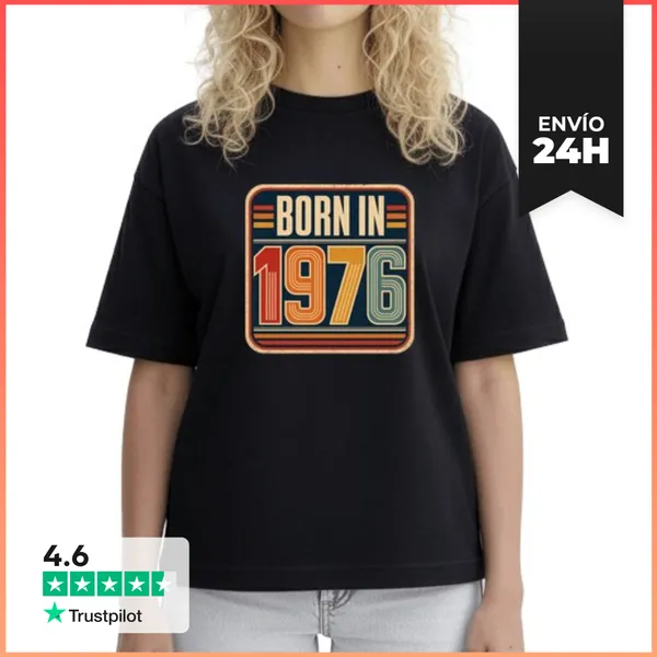 Camiseta Mujer Boxy Born In 1976 Birthday Gift LaTostadora