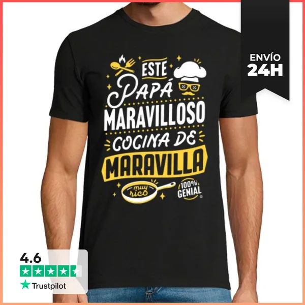Camiseta Hombre Clásica Papá Maravilloso Cocina De Maravilla