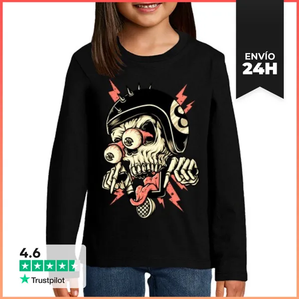 Camiseta Manga Larga Para Niños Motorista Extraño LaTostadora