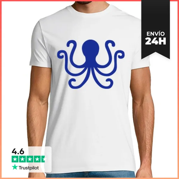 Camiseta Hombre Clásica Pulpo Azul LaTostadora