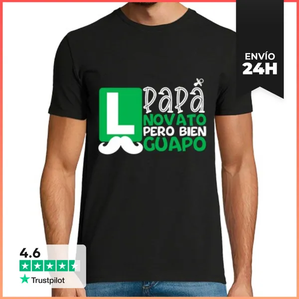 Camiseta Hombre Clásica Papa Novato Pero Bien Guapo Regalos