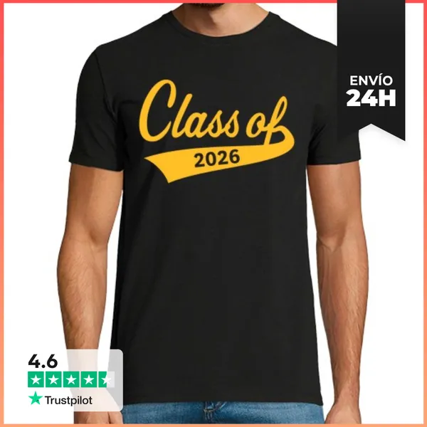 Camiseta Hombre Clásica Clase De 2026 - Escuela - Graduación - G