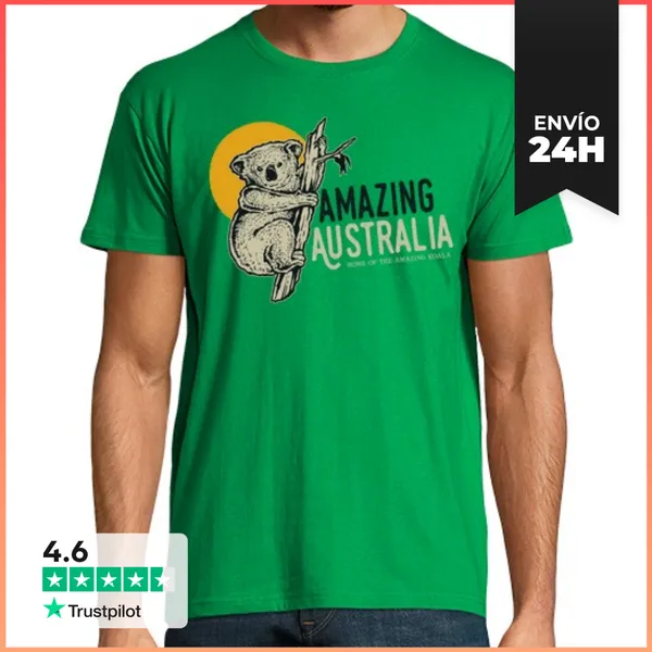 Camiseta Hombre Clásica Camiseta Animal Koala Retro Australia