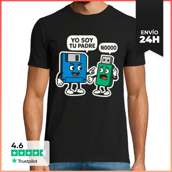 Camiseta Hombre Clásica Disquette Soy Tu Padre Pen Drive Friki