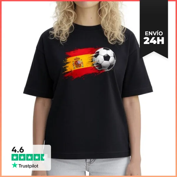 Camiseta Mujer Boxy Bandera De Fútbol De España 2026 LaTostadora