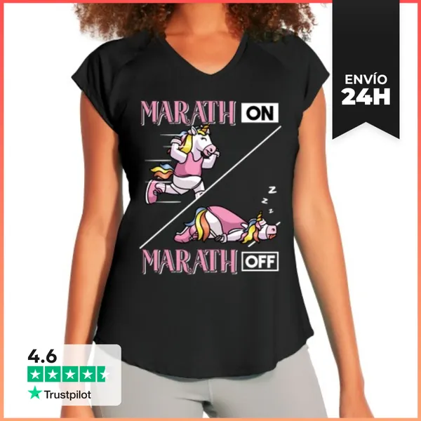 Camiseta Deportiva Mujer Corredor De Maratón Maratonista Unicorn