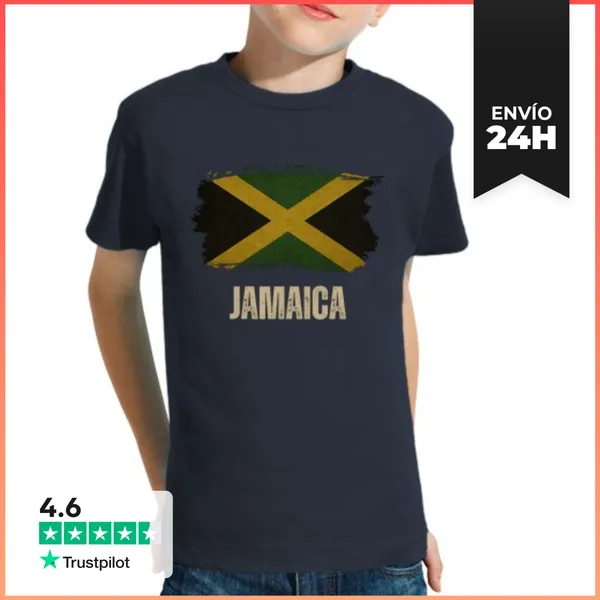 Camiseta Clásica Para Niños Bandera De Jamaica Vintage Grunge