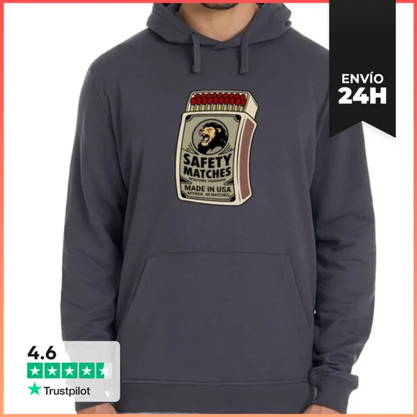 Sudadera Unisex Con Capucha Caja De Cerillas León Vintage