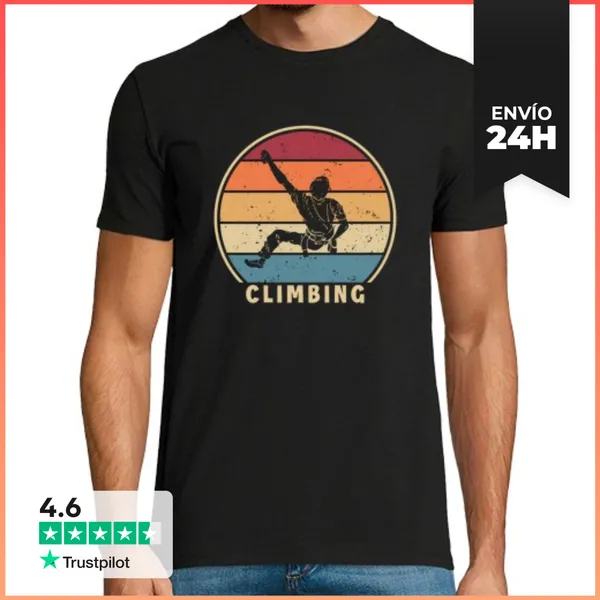 Camiseta Hombre Clásica Retro Escalada Boulder Interior Velocid