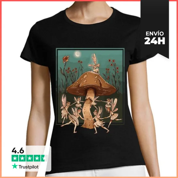 Camiseta Mujer Clásica Hadas Vintage Hongo LaTostadora