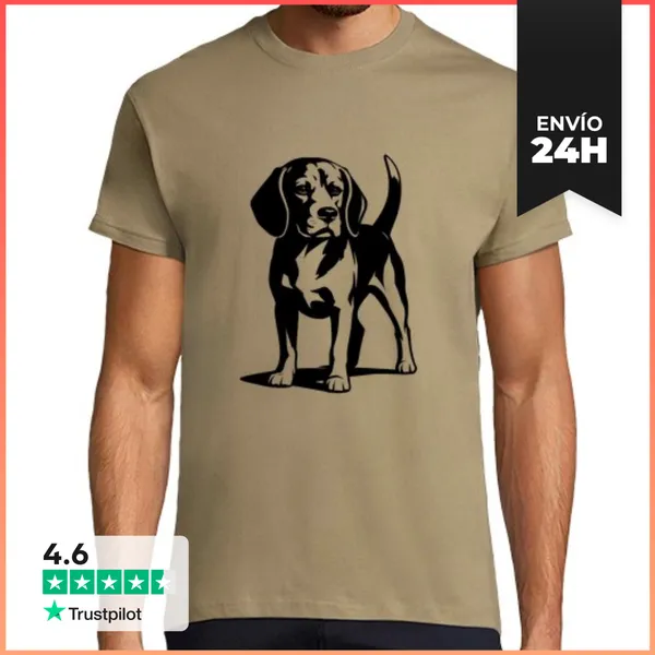 Camiseta Hombre Clásica Perro Beagle Minimalista LaTostadora