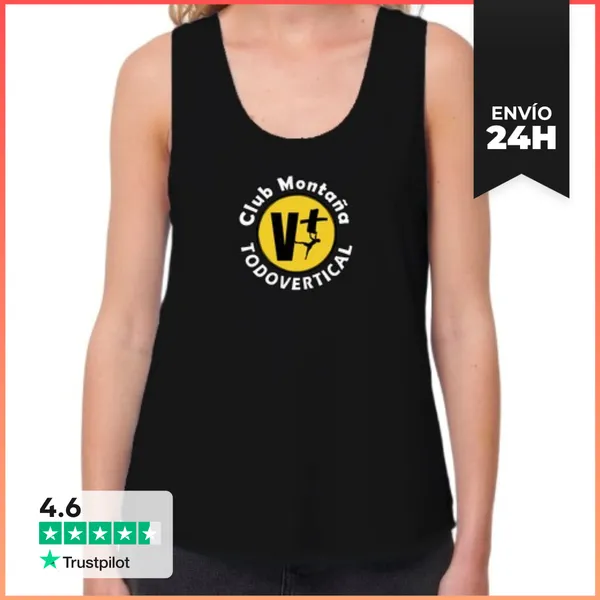Camiseta Mujer Sin Mangas, Loose Fit Mujer, Sin Mangas, Negra