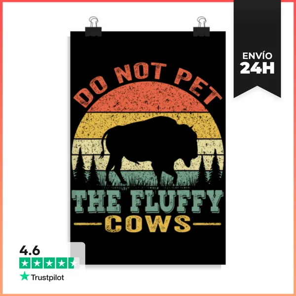 Póster Vertical No Acaricies A Las Vacas Esponjosas Bisonte Retro