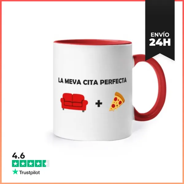 Taza De Colores LA CITA PERFECTE SOFA I PIZZA LaTostadora