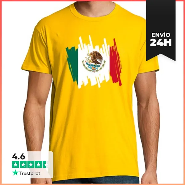Camiseta Hombre Clásica Bandera Mexico LaTostadora
