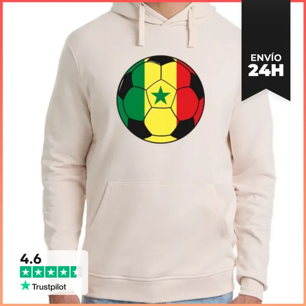 Sudadera Unisex Con Capucha Equipo De Fútbol Senegal LaTostadora