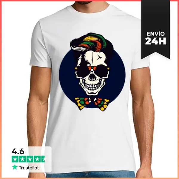 Camiseta Hombre Clásica Cráneo Inconformista Cráneo Cráneo Barb