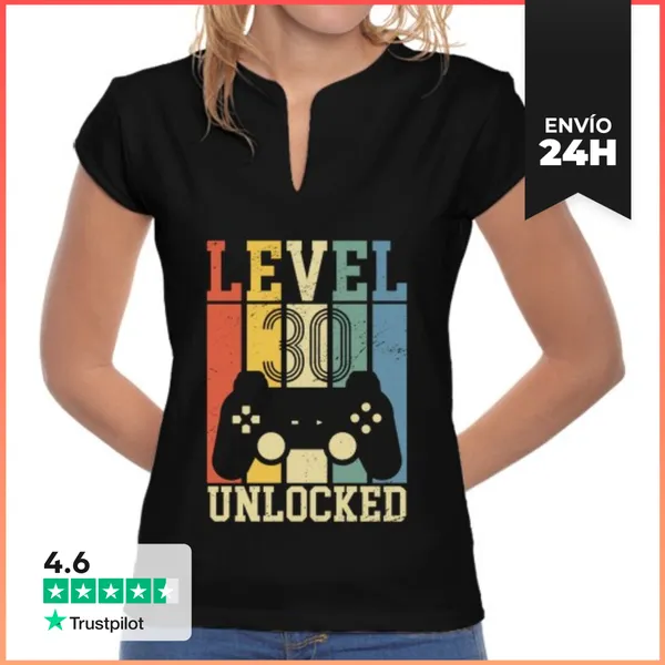 Camiseta Mujer Cuello Mao Nivel 30 Desbloqueado LaTostadora