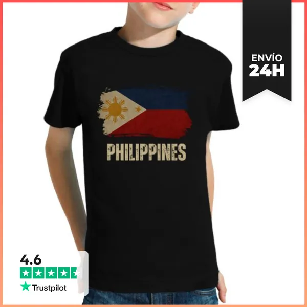Camiseta Clásica Para Niños Bandera De Filipinas Vintage Grunge