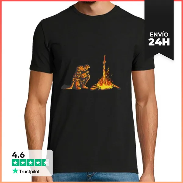 Camiseta Hombre Clásica Dark Souls Bonfire LaTostadora