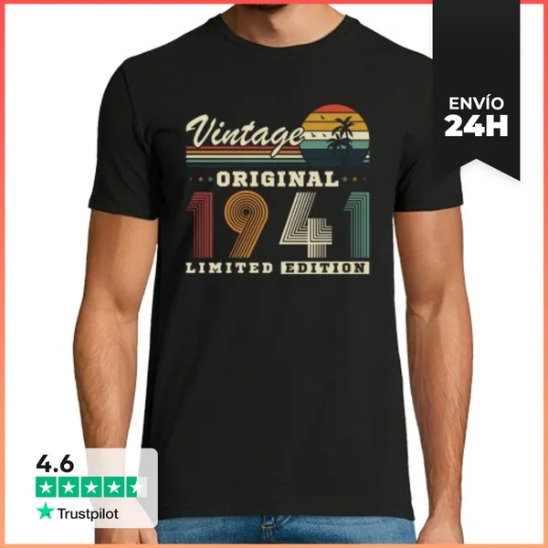 Camiseta Hombre Clásica 1941 Vintage Regalo Cumpleaños Retro