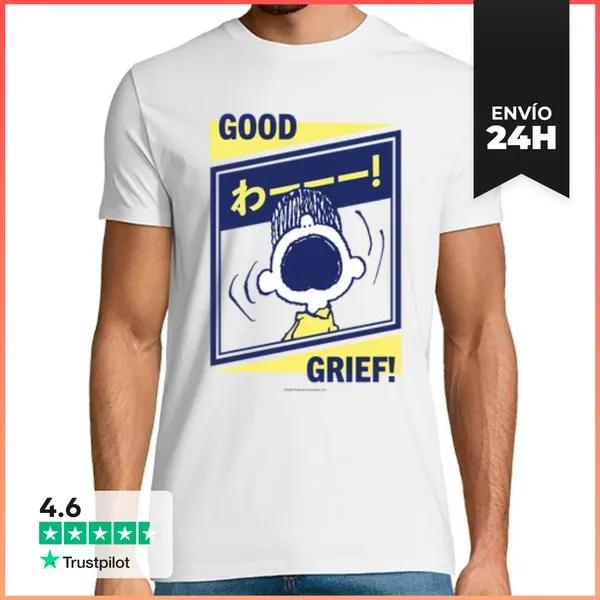 Camiseta Hombre Clásica Charlie Brown Good Grief Japanese