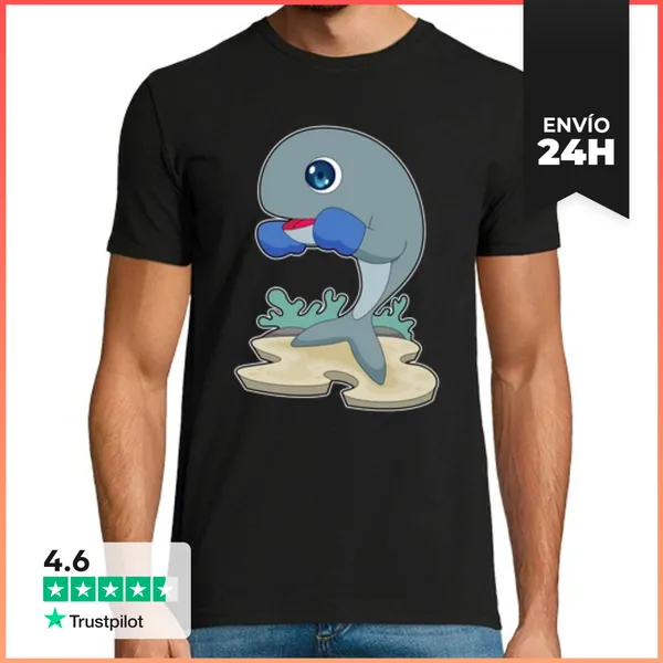 Camiseta Hombre Clásica Boxeador Ballena Guantes De Boxeo Boxeo