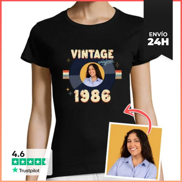Camiseta Mujer Clásica Camiseta Vintage Original 1986 Foto
