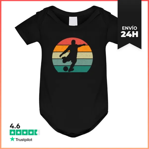 Body Bebé FUTBOLISTA SILUETA PUESTA DE SOL RETRO LaTostadora