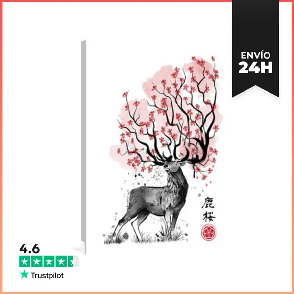 Lienzo Vertical Sakura Deer LaTostadora