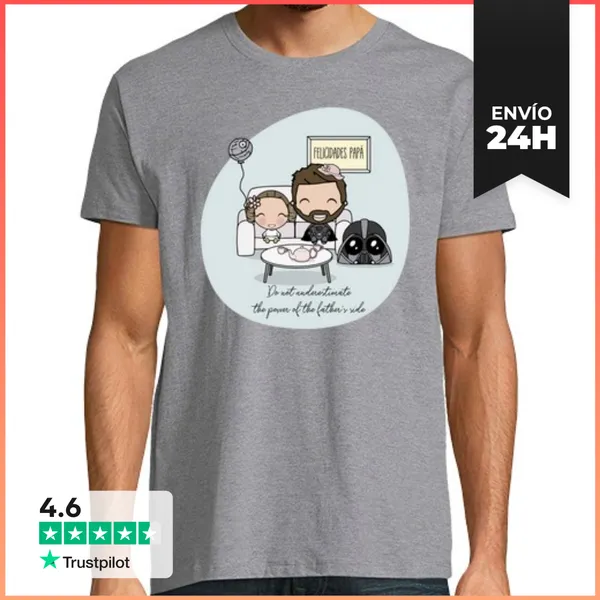 Camiseta Hombre Clásica Dia Del Padre Darth Vader Barba Y Leia