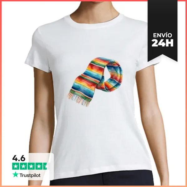 Camiseta Mujer Clásica Serape Mexicano A Rayas Multicolores