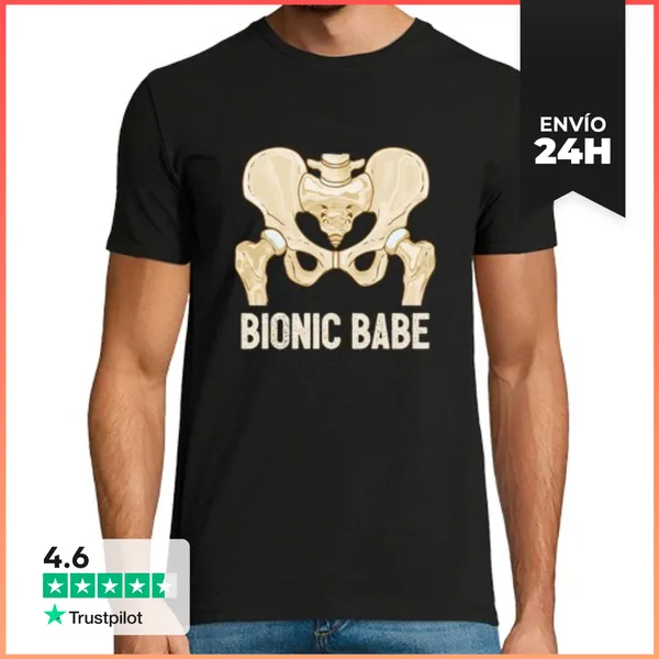 Camiseta Hombre Clásica Bebé Biónico Reemplazo De Cadera Rota