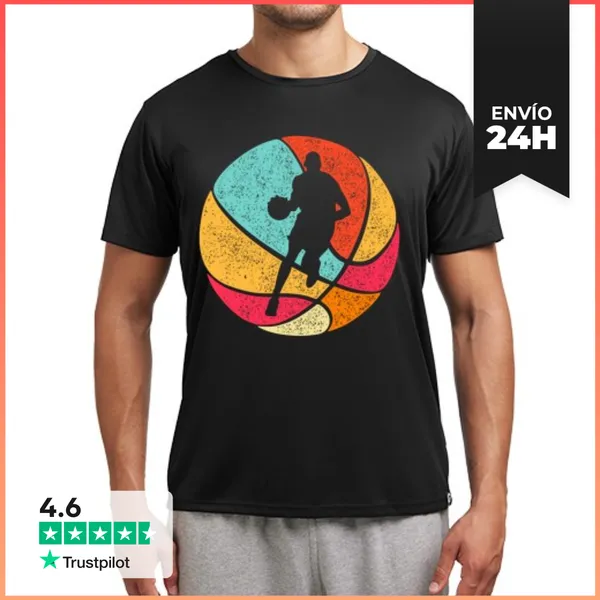 Camiseta Deportiva Hombre Baloncesto Vintage Silueta Jugador De