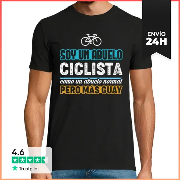 Camiseta Hombre Clásica Abuelo Ciclista, Día Del Padre