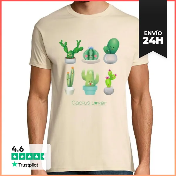 Camiseta Hombre Clásica Amante De Los Cactus Lindo LaTostadora