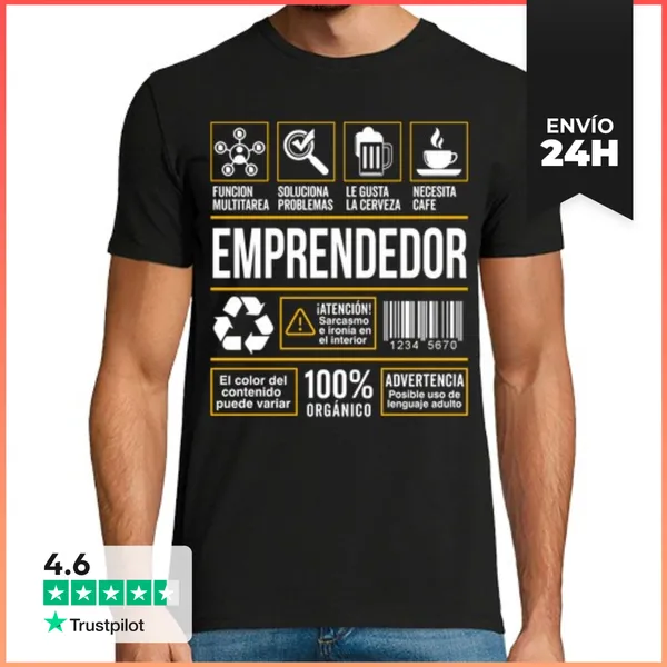 Camiseta Hombre Clásica Etiqueta Profesion Trabajo Emprendedor