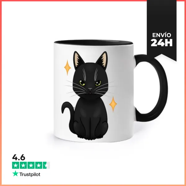 Taza De Colores Gato Doméstico Negro LaTostadora
