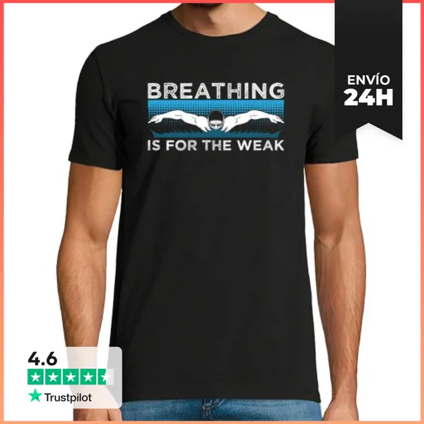 Camiseta Hombre Clásica Breathing Is For The Weak Swimming