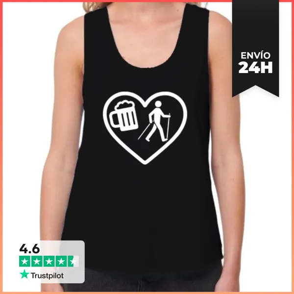 Camiseta Mujer Sin Mangas, Loose Fit Humor Aperitivo Marcha