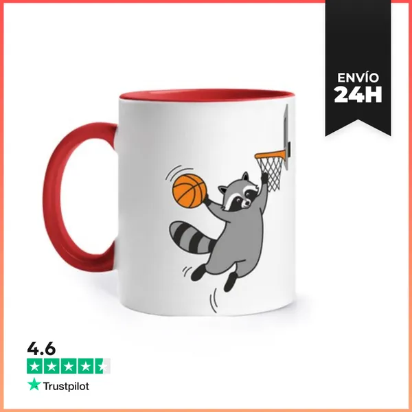 Taza De Colores Jugador De Baloncesto Mapache Haciendo