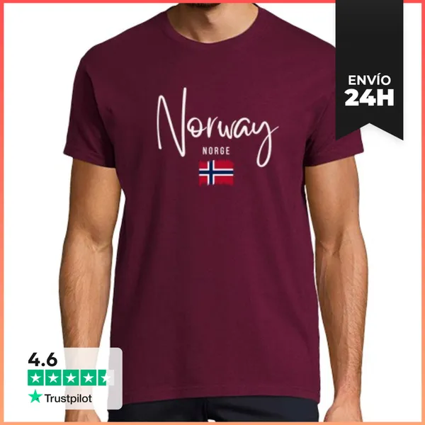 Camiseta Hombre Clásica Orgullo Noruego, Diseño Minimalista