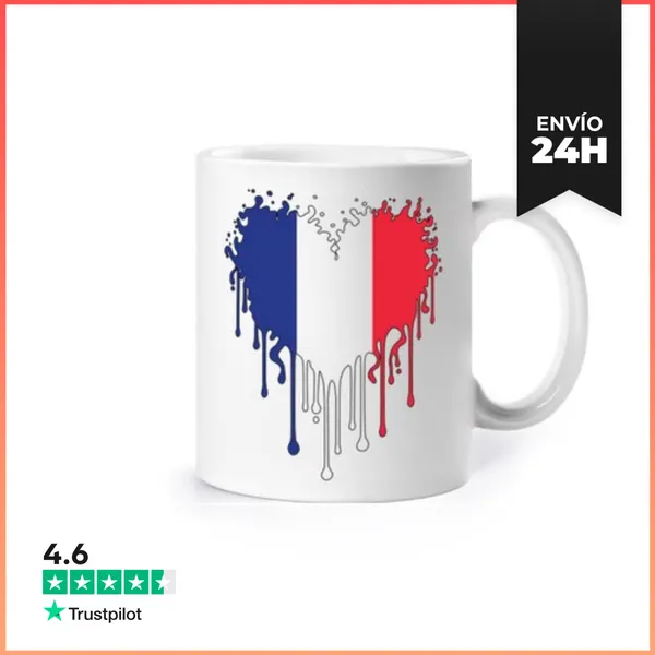 Taza Bandera Francesa Francia Personalizable Que Fluye Corazón