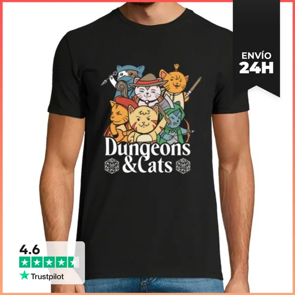 Camiseta Hombre Clásica Mazmorras Y Gatos LaTostadora